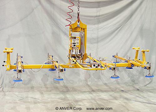 Air Powered Vacuum Lifter with Powered Tilt for Lifting & Tilting Glass Sheets 8 ft x 12 ft (2.4 m x 3.7 m) up to 1500 lbs (680 kg)